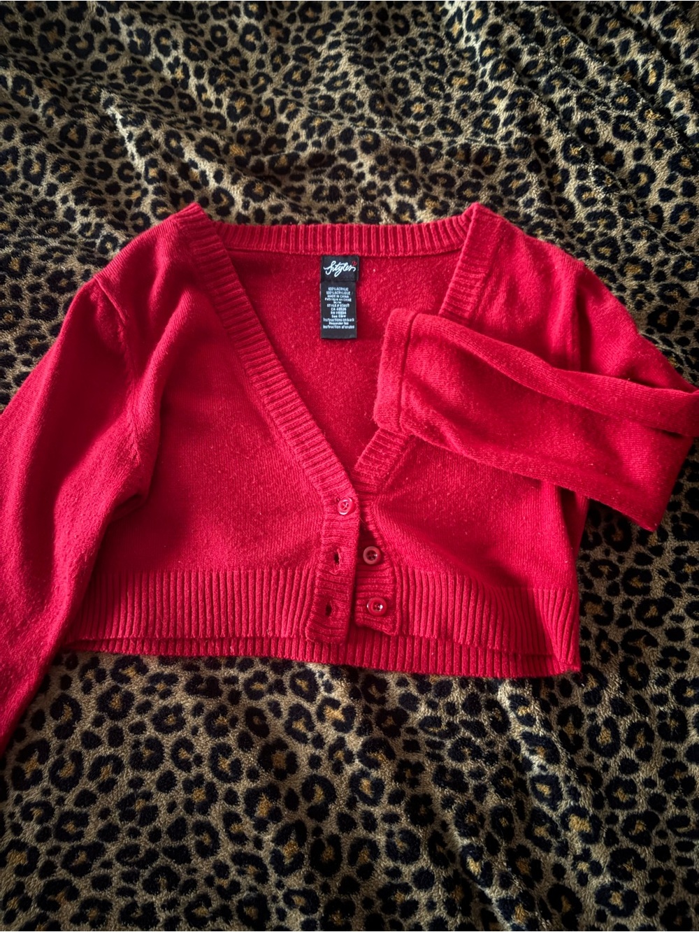 Red Cropped Cardigan